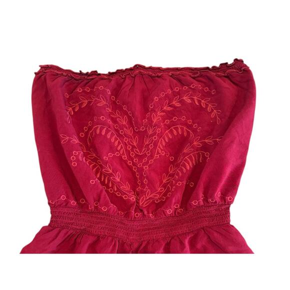 Honey Punch Boutique Strapless Embroidered Maroon Red Women’s Romper Size Medium - Picture 3 of 5